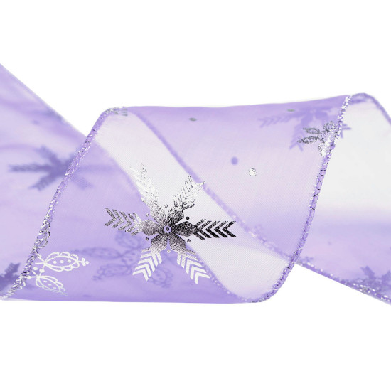 Panglica organza de craciun fulgi de nea latime 60 mm - Bleu nu-mă-uita (1 Metru) Panglica organza de craciun fulgi de nea latime 60 mm - Bleu nu-mă-uita (1 Metru)