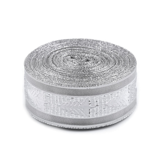 Panglică de crăciun cu lurex lățime 40 mm - Alb (54 Metri) Panglică de crăciun cu lurex lățime 40 mm - Alb (54 Metri)