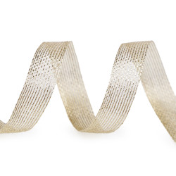 Panglică decorativă cu lurex 15 mm - Auriu deschis (100 Metri)