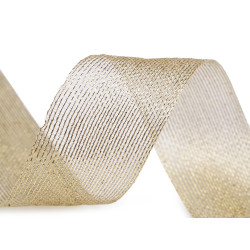 Panglică decorativă cu lurex 40 mm - Auriu deschis (15 Metri)