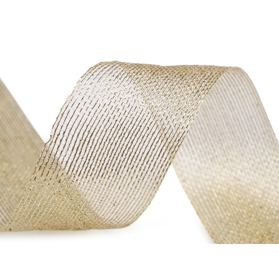 Panglică decorativă cu lurex 40 mm - Argintiu (50 Metri) Panglică decorativă cu lurex 40 mm - Argintiu (50 Metri)