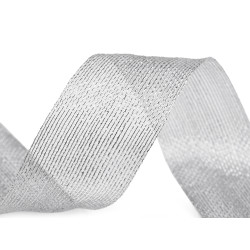 Panglică decorativă cu lurex 40 mm - Argintiu (15 Metri)