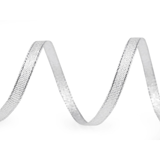 Panglica brocart cu lurex latime 6 mm - Argintiu (1 Metru) Panglica brocart cu lurex latime 6 mm - Argintiu (1 Metru)