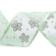 Panglica din organza cu flori si sclipici, latime 40 mm - Verde deschis (1 Metru) Panglica din organza cu flori si sclipici, latime 40 mm - Verde deschis (1 Metru)