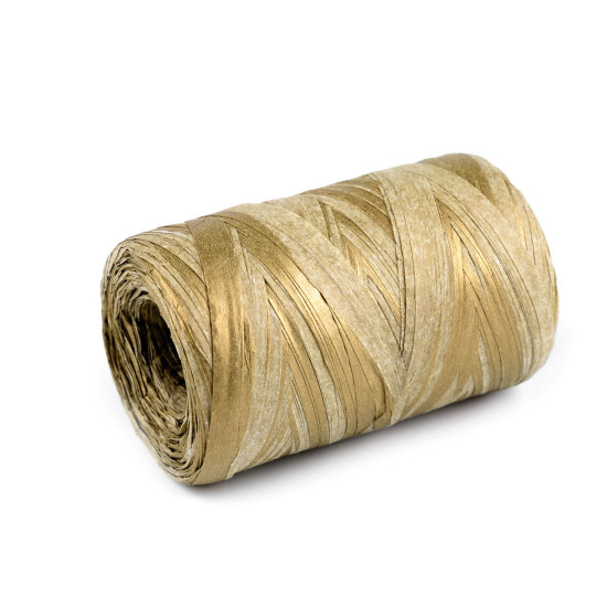 Rafie pentru impletit genti, latime 5-8 mm - Auriu deschis (1 Bucată) Rafie pentru impletit genti, latime 5-8 mm - Auriu deschis (1 Bucată)