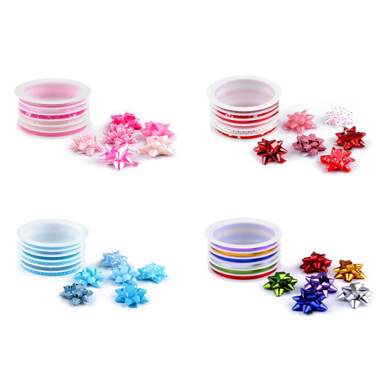 Set panglici folii cu rozete - Albastru deschis (5 Seturi) Set panglici folii cu rozete - Albastru deschis (5 Seturi)