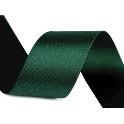 Panglică din satin cu luciu lurex, lățime 40 mm - Verde închis (1 Metru)