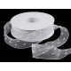 Panglica din organza cu buline tesute, latime 40 mm - Alb (90 Metri) Panglica din organza cu buline tesute, latime 40 mm - Alb (90 Metri)