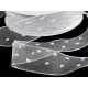 Panglica din organza cu buline tesute, latime 40 mm - Alb (90 Metri) Panglica din organza cu buline tesute, latime 40 mm - Alb (90 Metri)
