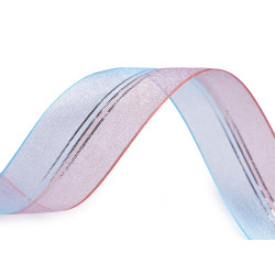 Panglica din organza cu lurex latime 40 mm - Roz antic deschis (180 Metri)