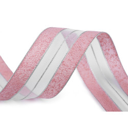 Panglica cu lurex latime 40 mm - Roz pudrat (45 Metri)