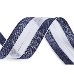 Panglica cu lurex latime 40 mm - Albastru închis (45 Metri)
