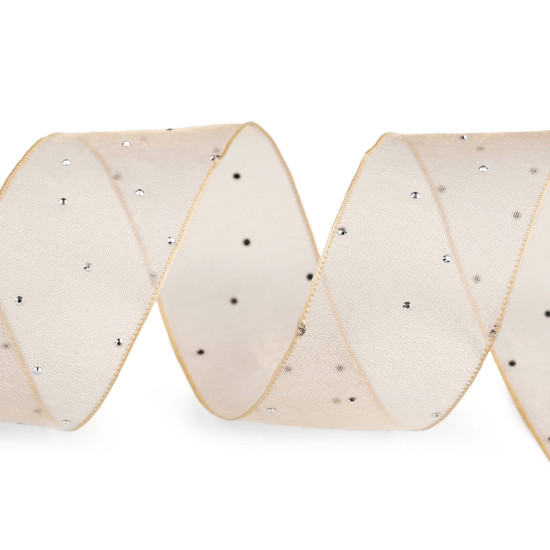 Panglică din organza cu strasuri, lățime 38 mm - Roz deschis (1 Metru) Panglică din organza cu strasuri, lățime 38 mm - Roz deschis (1 Metru)