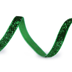 Panglică din catifea lurex lățime 6 mm - Verde (135 Metri)