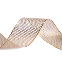 Panglica cu lurex si sarma latime 40 mm - Auriu deschis (25 Metri)