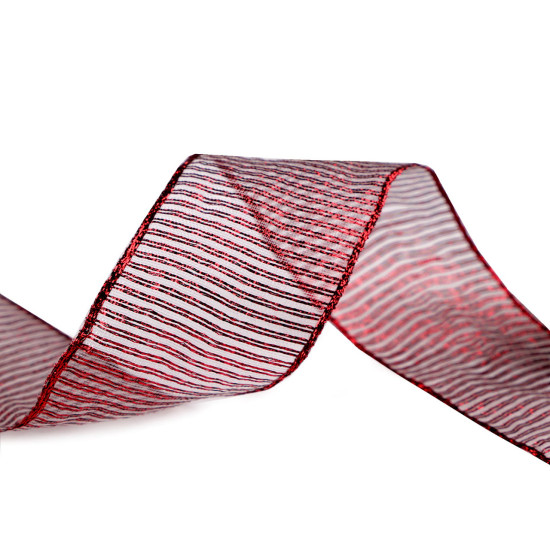 Panglica cu lurex si sarma latime 40 mm - Roșu (25 Metri) Panglica cu lurex si sarma latime 40 mm - Roșu (25 Metri)