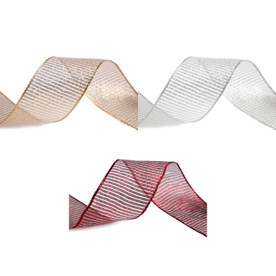 Panglica cu lurex si sarma latime 40 mm - Roșu (25 Metri) Panglica cu lurex si sarma latime 40 mm - Roșu (25 Metri)