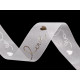 Panglica organza cu imprimeu metalic love, latime 25 mm - Alb (45 Metri) Panglica organza cu imprimeu metalic love, latime 25 mm - Alb (45 Metri)