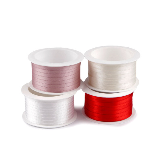 Panglică din satin, față-verso, lățime 5 mm - Crem foarte deschis (20 Metri) Panglică din satin, față-verso, lățime 5 mm - Crem foarte deschis (20 Metri)