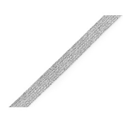 Elastic cu lurex, lățime 9 mm - Argintiu (15 Metri)