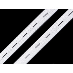 Elastic cu butoniere, lățime 15-17 mm - Alb (120 Metri)