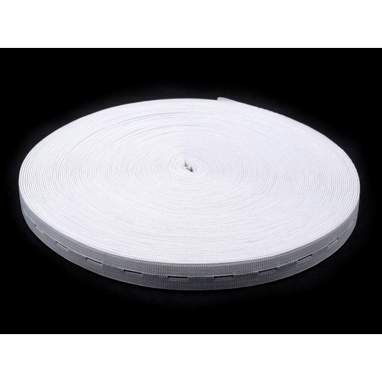 Elastic cu butoniere, lățime 20 mm - Alb (120 Metri) Elastic cu butoniere, lățime 20 mm - Alb (120 Metri)