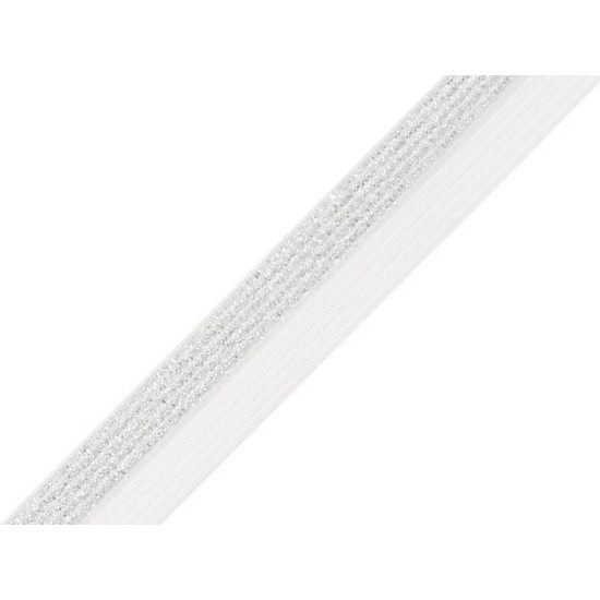Elastic bias cu lurex, lățime 17 mm - Gri neutral (25 Metri) Elastic bias cu lurex, lățime 17 mm - Gri neutral (25 Metri)