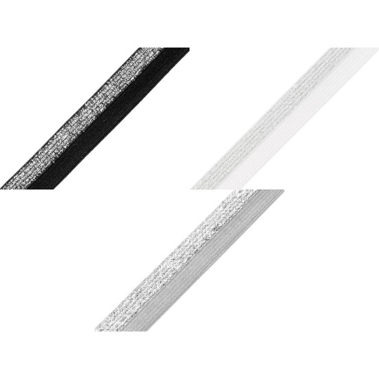 Elastic bias cu lurex, lățime 17 mm - Gri neutral (25 Metri) Elastic bias cu lurex, lățime 17 mm - Gri neutral (25 Metri)