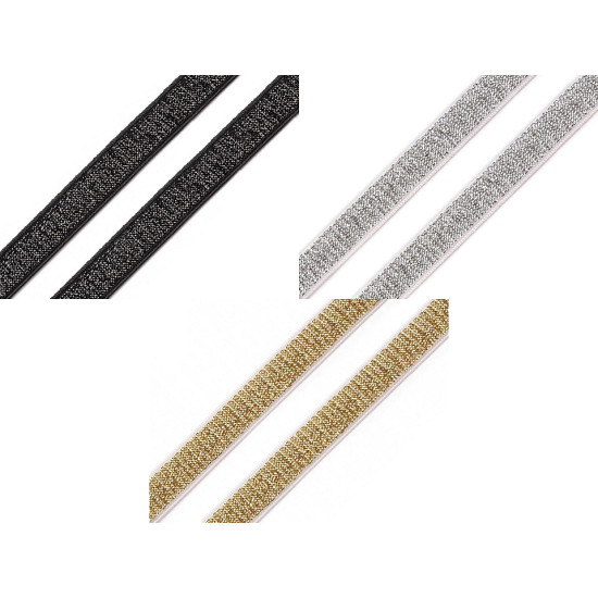 Elastic bretele sutien cu lurex, lățime 10 mm - Negru (1 Metru) Elastic bretele sutien cu lurex, lățime 10 mm - Negru (1 Metru)