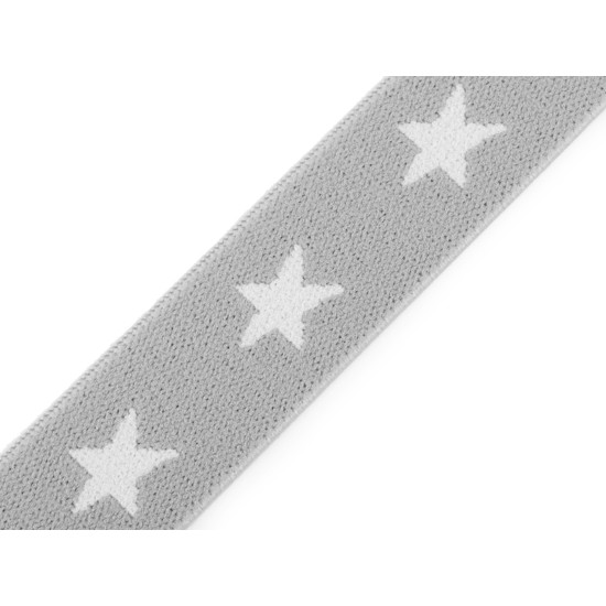 Elastic lat țesut, model steluțe, lățime 20 mm - Turcoaz (1 Metru) Elastic lat țesut, model steluțe, lățime 20 mm - Turcoaz (1 Metru)