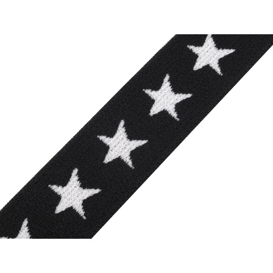 Elastic lat țesut, model steluțe, lățime 20 mm - Turcoaz (1 Metru) Elastic lat țesut, model steluțe, lățime 20 mm - Turcoaz (1 Metru)