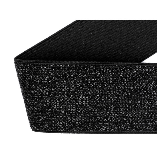 Elastic lat cu lurex, 48 mm - Negru (45 Metri) Elastic lat cu lurex, 48 mm - Negru (45 Metri)