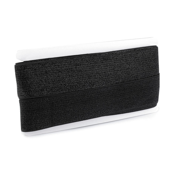 Elastic lat cu lurex, 48 mm - Negru (45 Metri) Elastic lat cu lurex, 48 mm - Negru (45 Metri)