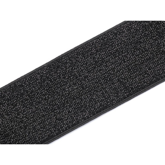 Elastic lat cu lurex, 48 mm - Negru (45 Metri) Elastic lat cu lurex, 48 mm - Negru (45 Metri)