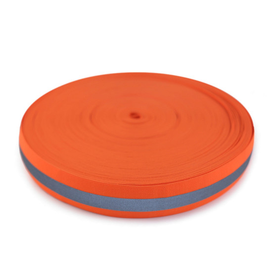 Elastic lat cu bandă reflectorizantă, lățime 40 mm - Portocaliu (45 Metri) Elastic lat cu bandă reflectorizantă, lățime 40 mm - Portocaliu (45 Metri)