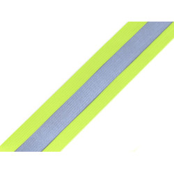 Elastic lat cu bandă reflectorizantă, lățime 40 mm - Galben verzui strident (1 Metru)
