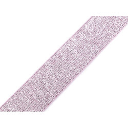 Elastic cu lurex, lățime 27 mm - Roz deschis (1 Metru)