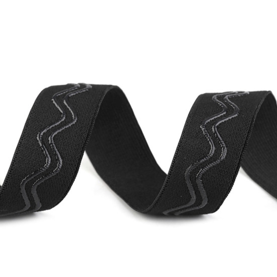 Elastic decorativ cu bandă siliconică, lățime 30 mm - Negru (1 Metru) Elastic decorativ cu bandă siliconică, lățime 30 mm - Negru (1 Metru)