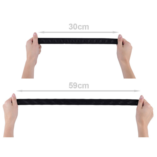 Elastic decorativ cu bandă siliconică, lățime 30 mm - Negru (1 Metru) Elastic decorativ cu bandă siliconică, lățime 30 mm - Negru (1 Metru)