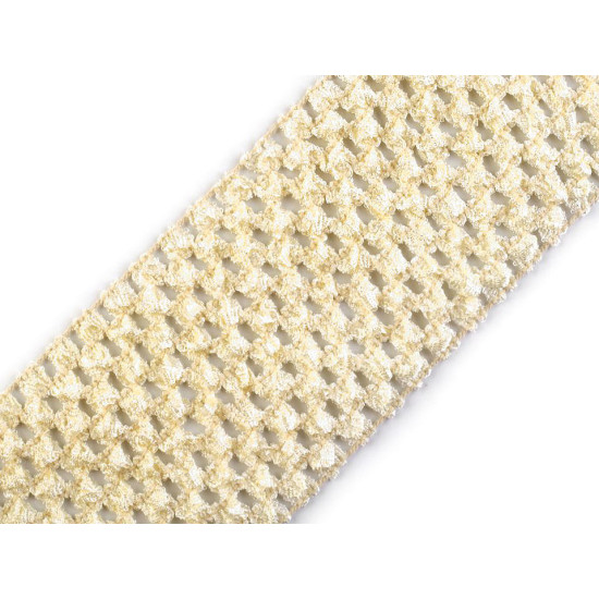 Bandă elastica croșetată tutu, lățime 7 cm - Galben vanilie (1 Metru)
