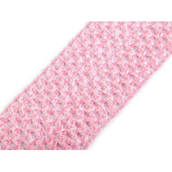 Bandă elastica croșetată tutu, lățime 7 cm - Roz deschis (1 Metru)
