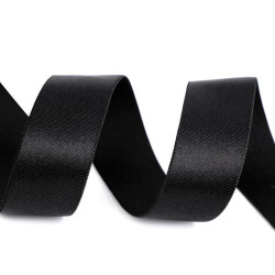 Elastic satinat, lățime 25 mm - Negru (1 Metru)