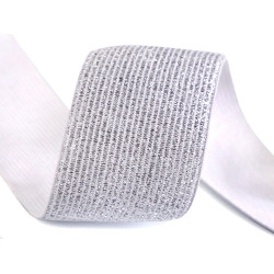 Elastic cu lurex, lățime 40 mm - Alb (1 Metru)