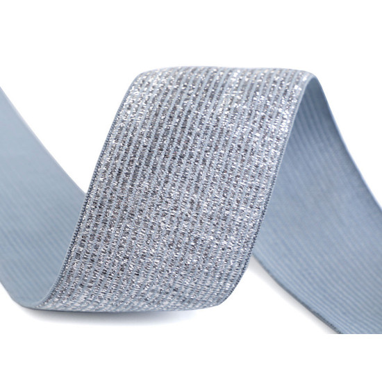 Elastic cu lurex, lățime 40 mm - Alb (1 Metru) Elastic cu lurex, lățime 40 mm - Alb (1 Metru)