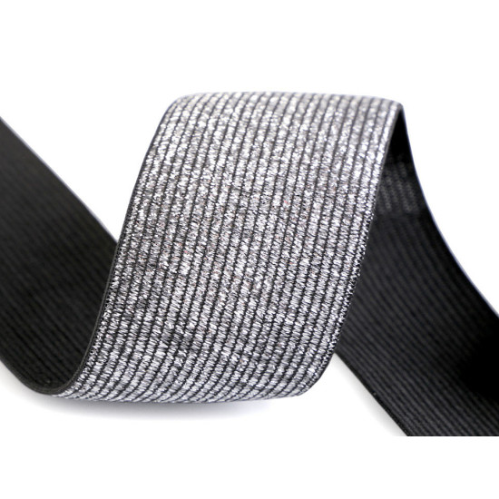 Elastic cu lurex, lățime 40 mm - Alb (1 Metru) Elastic cu lurex, lățime 40 mm - Alb (1 Metru)
