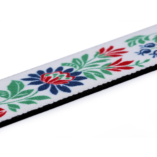 Elastic lat cu motiv floral, lățime 40 mm - Negru (10 Metri) Elastic lat cu motiv floral, lățime 40 mm - Negru (10 Metri)