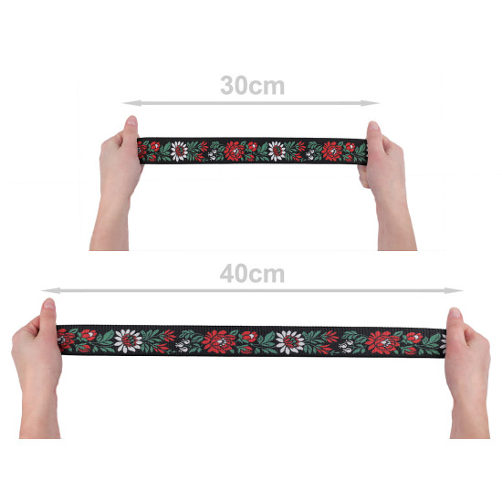Elastic lat cu motiv floral, lățime 40 mm - Negru (10 Metri) Elastic lat cu motiv floral, lățime 40 mm - Negru (10 Metri)