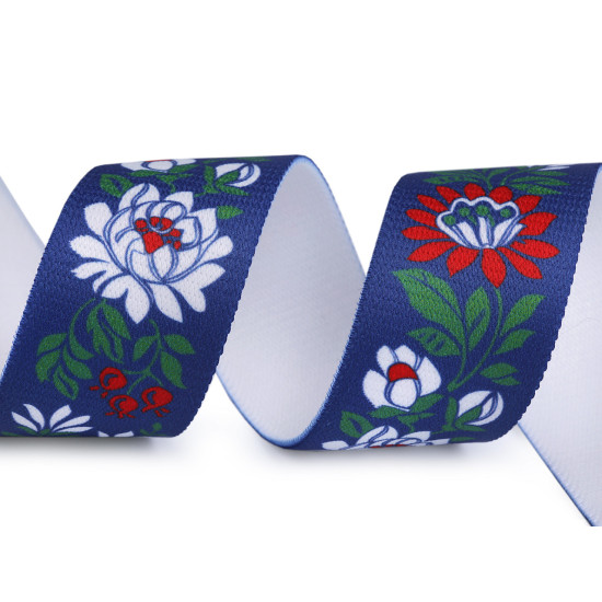 Elastic lat cu motiv floral, lățime 40 mm - Negru (10 Metri) Elastic lat cu motiv floral, lățime 40 mm - Negru (10 Metri)