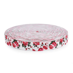 Elastic lat cu imprimeu, lățime 30 mm - Alb (1 Metru)