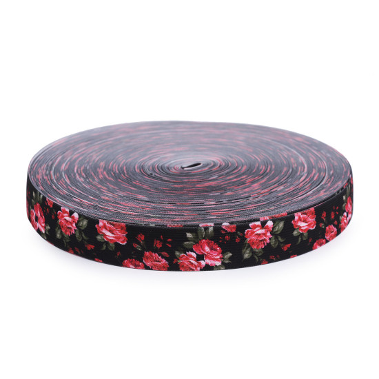 Elastic lat cu imprimeu, lățime 30 mm - Alb (1 Metru)